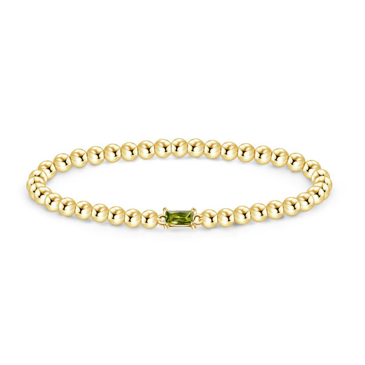 Free bird Birthstone Beaded Bracelet for Women Dainty Peridot Bracelet 14K Gold Plated Stretchable Beaded Bracelet Trendy Stackable August Birthstone Jewelry Gift for Birthday Christmas Valentine's Day