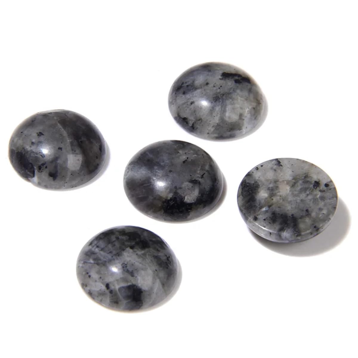 20pcs 8mm Natural Stone No Hole Black Labradorite Semicircle Smooth Cabochons Beads Healing Chakra Crystal Stone Bead for Jewelry Making Rings Earrings Necklace Bracelet DIY Crafts