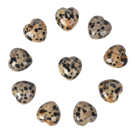 Justinstones Dalmatian Jasper Gemstone Heart Set (Pack of 10) - Red, Brown, Yellow Jasper Hearts - 0.8" (0.8 inches) - Untreated - 0.835ct Total Weight