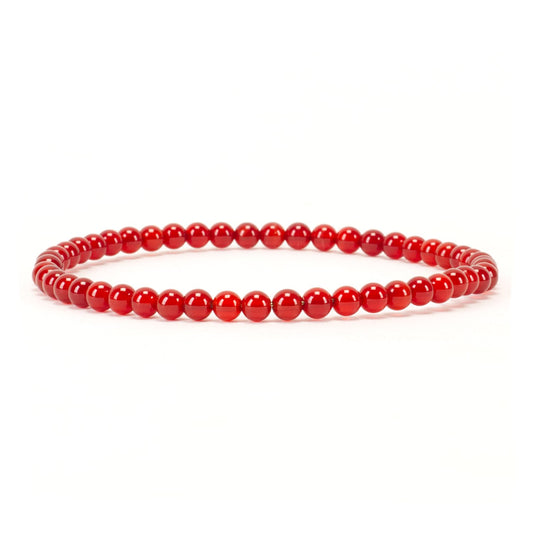 Cherry Tree Collection - Small, Medium, Large Sizes - Gemstone Beaded Bracelets For Women and Men - 4mm Round Beads (Red Agate, Medium)