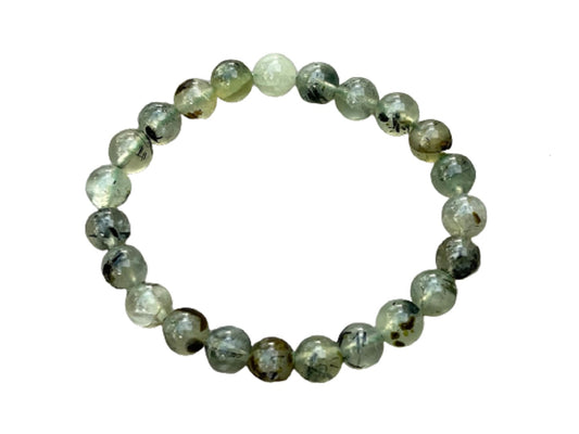 GAF TREASURES Green Prehnite Crystal Bead Bracelet 7-8mm, Genuine Green Prehnite Stretch Gemstone Bracelet, Healing Crystal Bracelet, Gift for Men & Women (1)