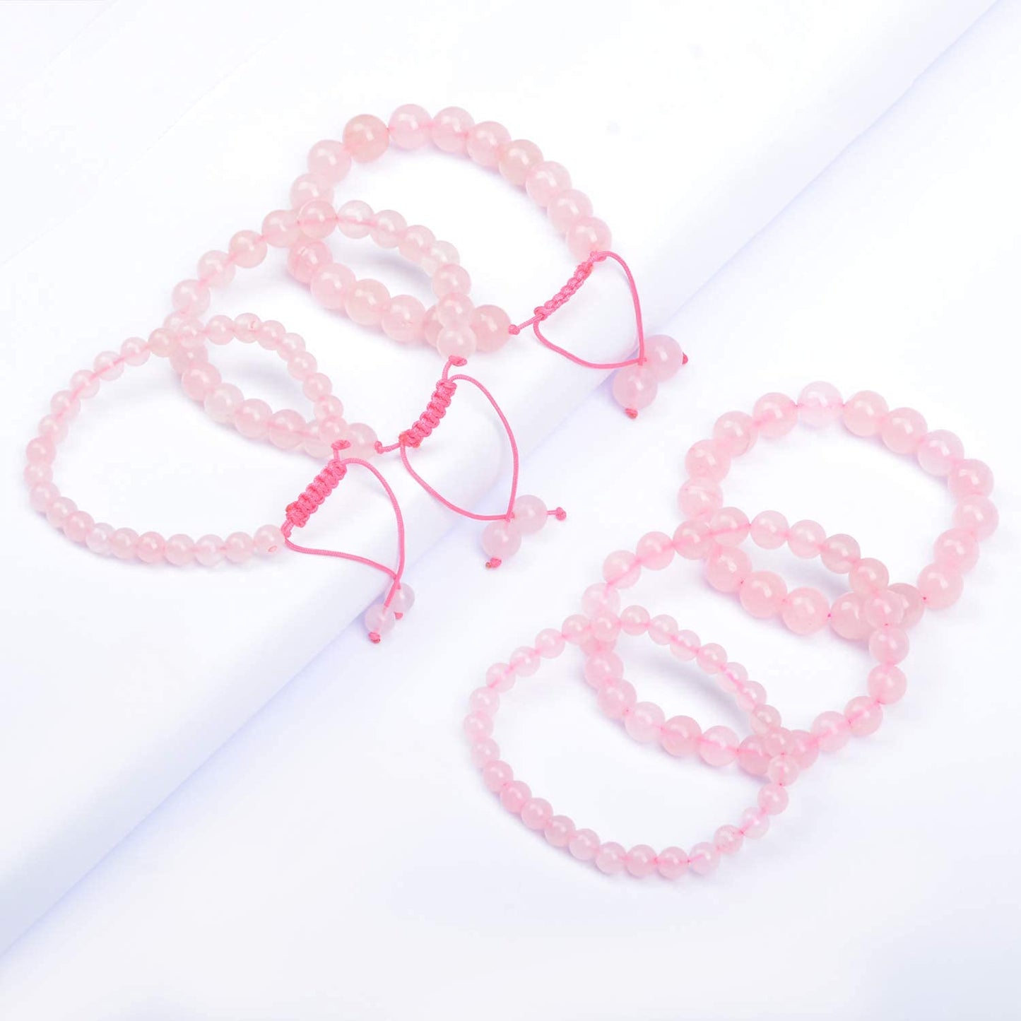 AD Beads Natural Gemstone Round Loose Beads 15" for Bracelet Necklace Earrings Jwelery Making Crafts DIY (8mm, Rose Quartz)