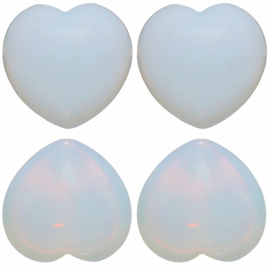rockcloud Healing Crystal Opalite Heart Love Carved Palm Worry Stone Chakra Reiki Balancing 0.8" Mini Size(Pack of 4)