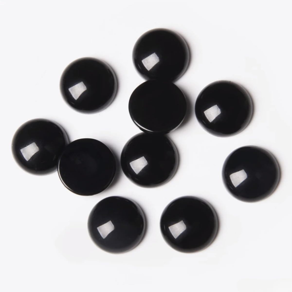 20pcs 6mm Natural Stone No Hole Black Agate Semicircle Smooth Cabochons Beads Healing Chakra Crystal Stone Bead for Jewelry Making Rings Earrings Necklace Bracelet DIY Crafts