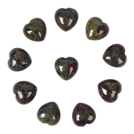 Natural Dragon blood jasper Gemstone Healing Crystal 0.8" Mini Puffy Heart Pocket Stone Iron Gift Box (Pack of 10)
