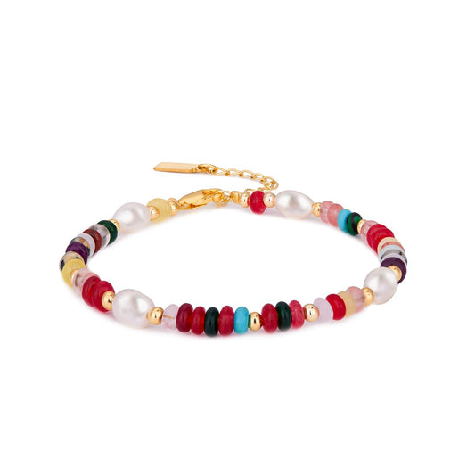 Bracelets for Women Dainty Gold Boho Beaded Bracelets Gifts for Women Mom Lover Friends Colorful Stone Pearl Jewelry Bracelet Trendy Fashion