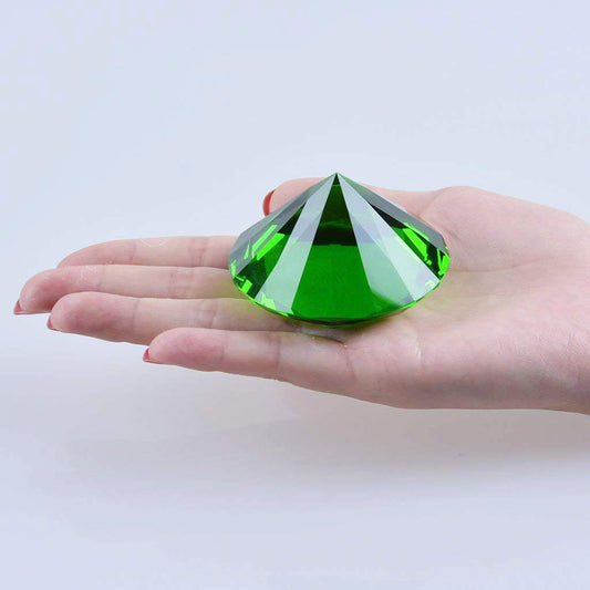 Crystal Glass Diamond Shaped Decoration, Green 60mm Jewel Paperweight,Gift Decoration Idea For Christmas, Thanksgiving (Please identify our brand Yarr Store)
