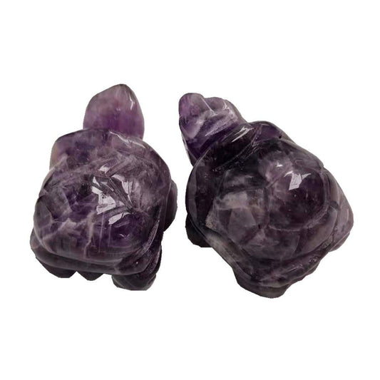 Gemgogo 2 Pcs Natural Amethyst Pocket Carved Tortoise Decor Animal Figurines Gemstone,1.5 Inches Room Decor Crystals and Healing Stones
