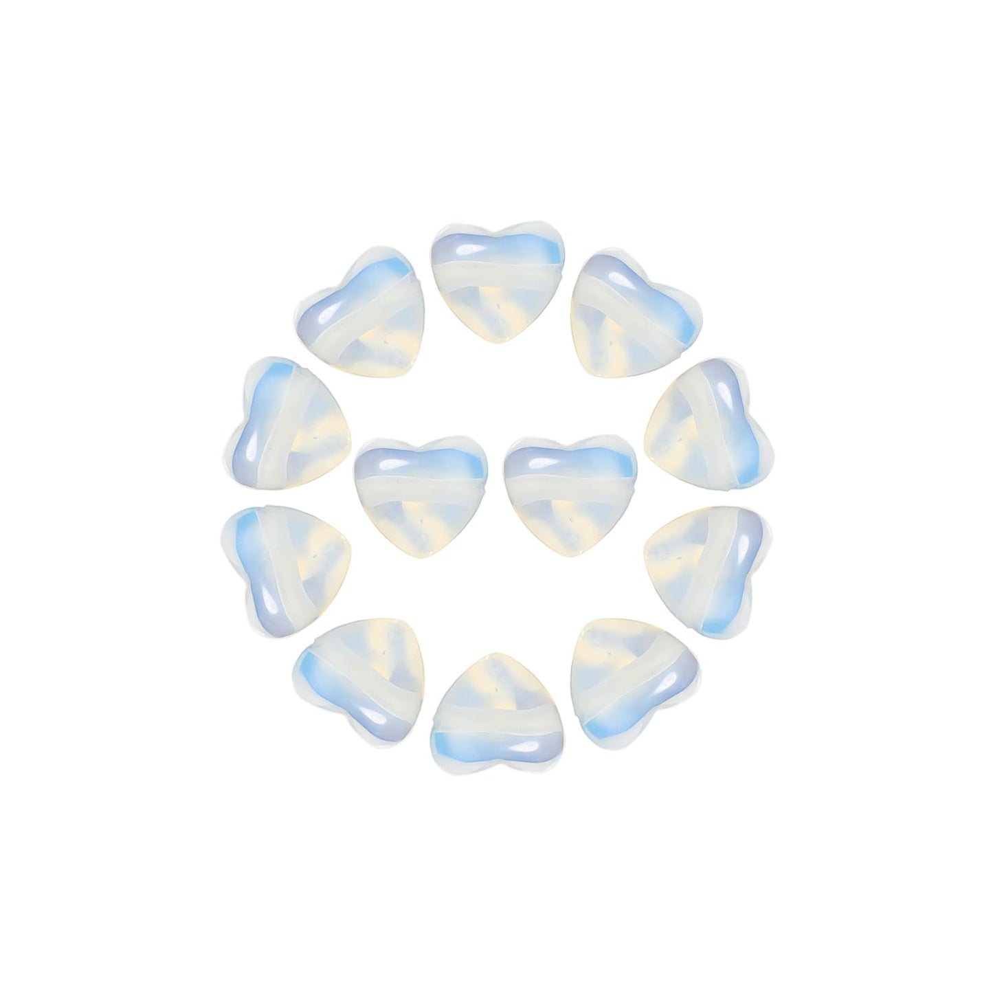 Yochus 5pcs Opal Natural Heart Stone Beads，12mm Healing Energy Gemstone for Jewelry Making Earring Necklace DIY
