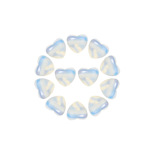 Yochus 5pcs Opal Natural Heart Stone Beads，12mm Healing Energy Gemstone for Jewelry Making Earring Necklace DIY