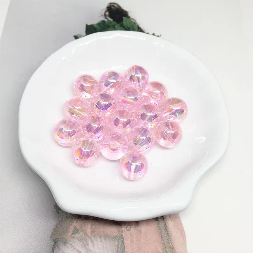 300 Pcs 8mm Acrylic Round Beads AB Colors Round Spacer Beads for Earring Bracelet Necklace Key Chains Jewelry DIY Craft Making(Pink AB)