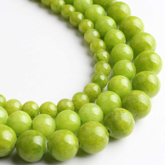 Yochus 45pcs Natural Lemon Colored Jade Stone Beads for Jewelry Making，8mm Healing Crystal Round Gemstone Beads for Bracelet Making DIY Necklace