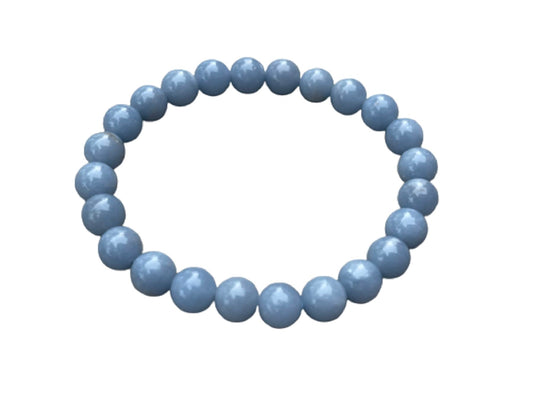 GAF TREASURES Angelite Crystal Bead Bracelet 8mm, Genuine Angelite Stretch Gemstone Bracelet, Healing Crystal Bracelet, Gift for Men & Women (1)