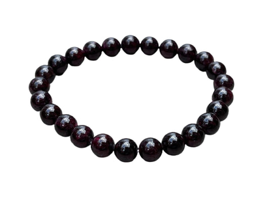 GAF TREASURES Garnet Crystal Bead Bracelet 7-8mm, Genuine Garnet Stretch Gemstone Bracelet, Healing Crystal Bracelet, Gift for Men & Women (1)