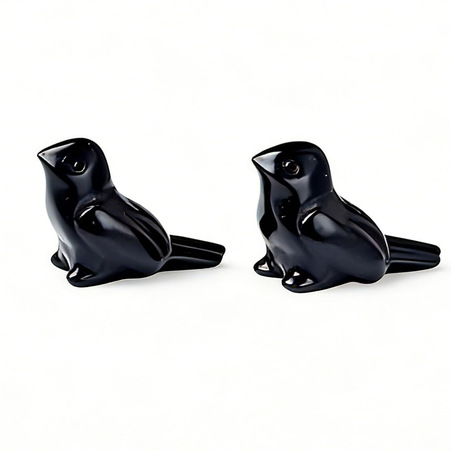 WUYOUSHI 2pcs Crystal Bird Figurines - Obsidian Sculptures Decorative Birds Crystal Animal Statues Home Decor Unique Bird Gifts