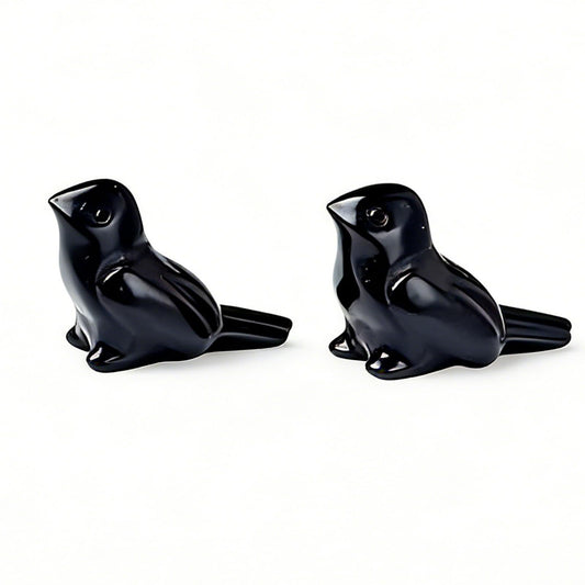 WUYOUSHI 2pcs Crystal Bird Figurines - Obsidian Sculptures Decorative Birds Crystal Animal Statues Home Decor Unique Bird Gifts
