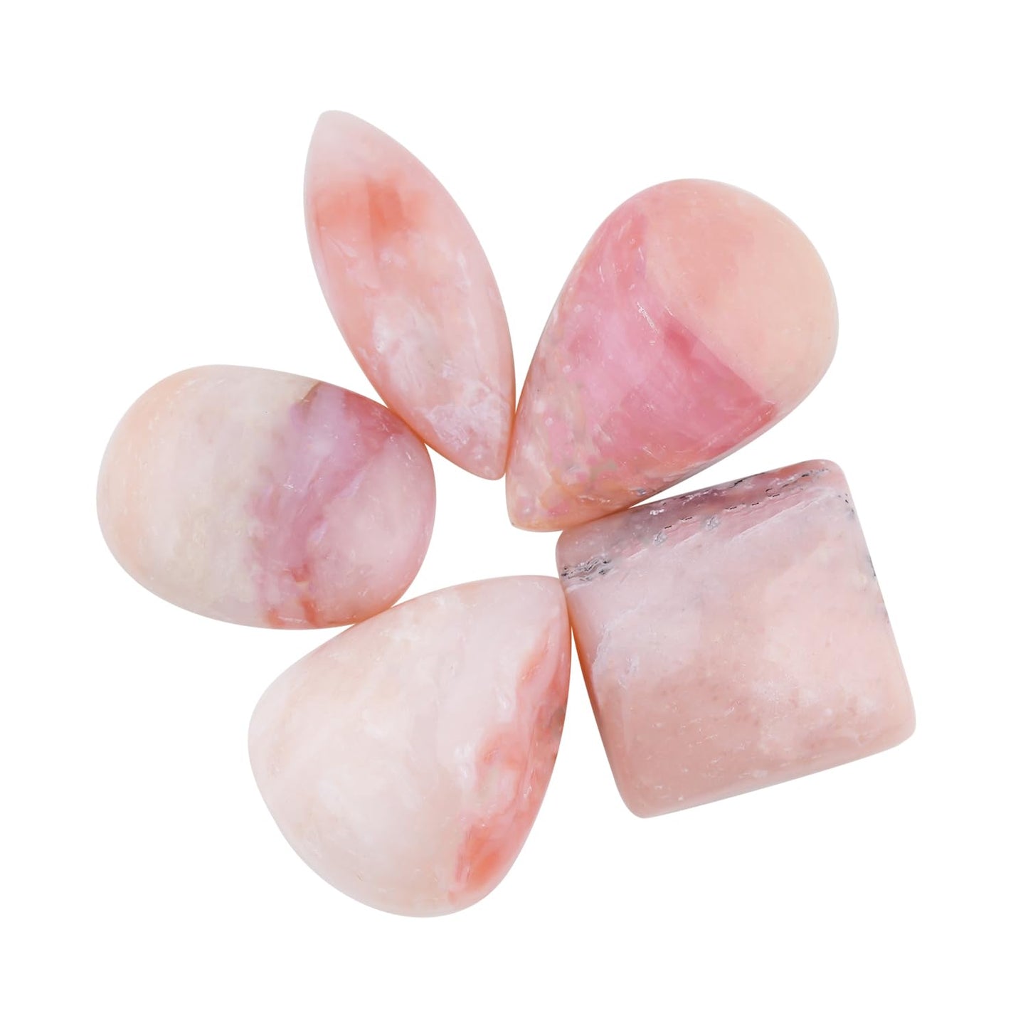ColouredRocks (5pcs. PINK OPAL, Mix Shape, Natural Cabochon Crystals, Loose Gemstone, Wholesale Polished Supply, Jewelry Making, DIY Craft, Gem Collection (15-18mm free size)