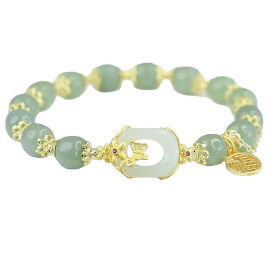 Bestleey Synthetic Agate Lucky Bracelet for Women & Men Vintage Sugar Cube Lotus Pod Bracelet Exquisite Floral Faux Jade Beaded Bracelet Birthday Valentine's Day Party Jewelry Accessories (Green)