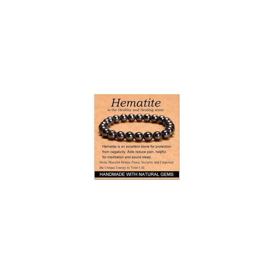 CHELYQST Hematite Bracelet - Stone of Healthy and Healing,Stretch Natural Stone Crystal Beads Jewelry Gifts for Women Men Unisex Adult,8mm