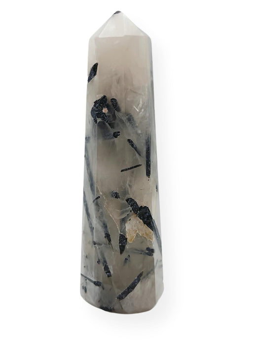WholesaleGemShop 3 Inch (70 mm) Gemstones Black Rutile Obelisk Tower Jumbo Facet Aura Rock Crystal Natural Polished Earth Wand Spirit