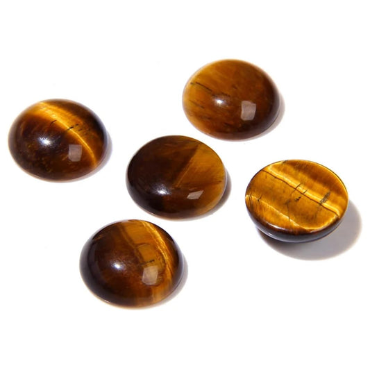 20pcs 8mm Natural Stone No Hole Tiger Eye Semicircle Smooth Cabochons Beads Healing Chakra Crystal Stone Bead for Jewelry Making Rings Earrings Necklace Bracelet DIY Crafts
