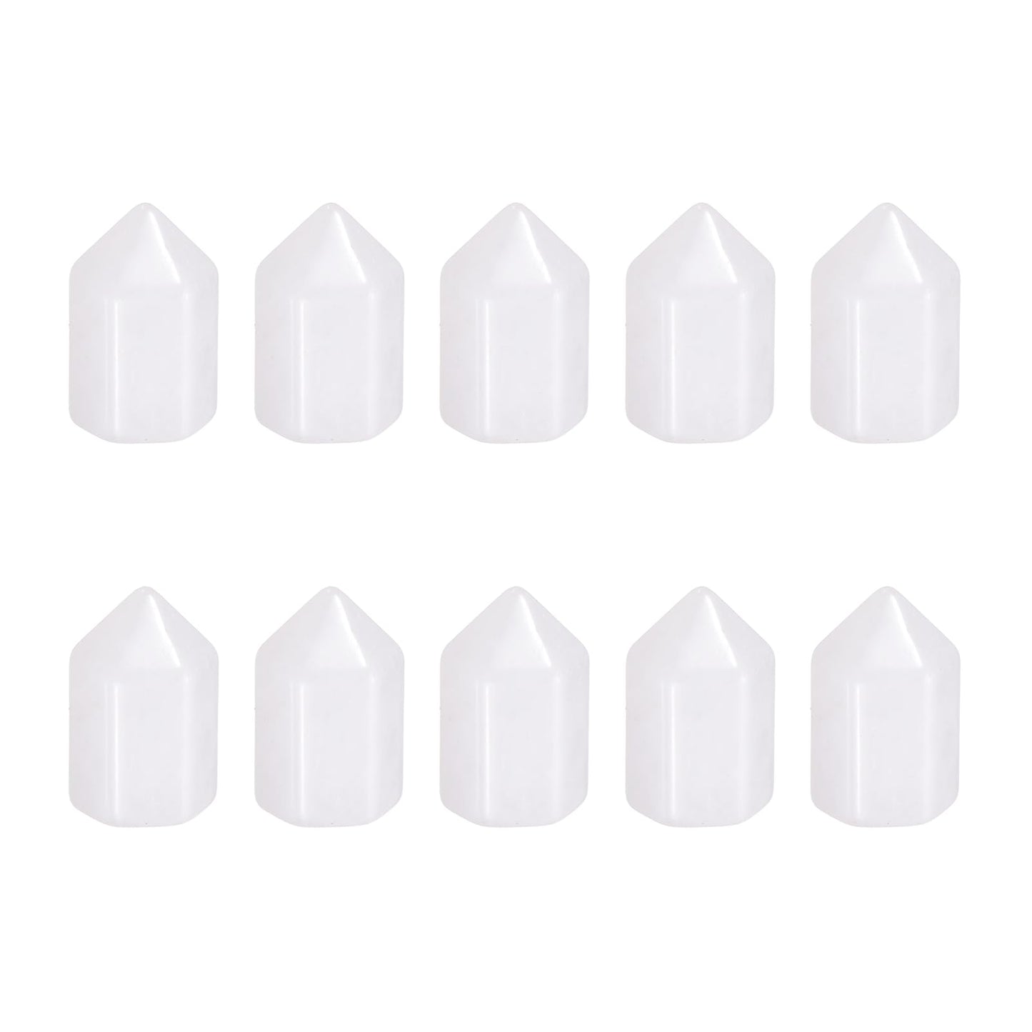 MECCANIXITY Crystals Wands Clear Quartz Hexagonal Faceted Single Points Towers Pocket Polished Stone Bulk for Energy Chakra Meditation Crystal Healing, 15 x 25mm (White),5Pcs