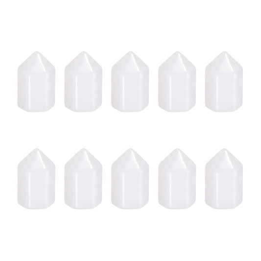 MECCANIXITY Crystals Wands Clear Quartz Hexagonal Faceted Single Points Towers Pocket Polished Stone Bulk for Energy Chakra Meditation Crystal Healing, 15 x 25mm (White),5Pcs