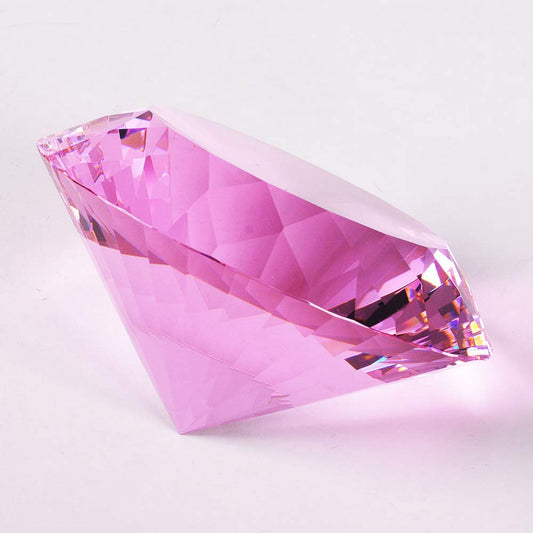 Crystal Glass Diamond Shaped Decoration, Pink 60mm Jewel Paperweight,Gift Decoration Idea For Christmas, Thanksgiving (Please identify our brand Yarr Store)