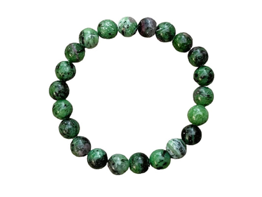 GAF TREASURES Ruby Zoisite Crystal Bead Bracelet 8mm, Genuine Ruby Zoisite Stretch Gemstone Bracelet, Healing Crystal Bracelet, Gift for Men & Women (1)
