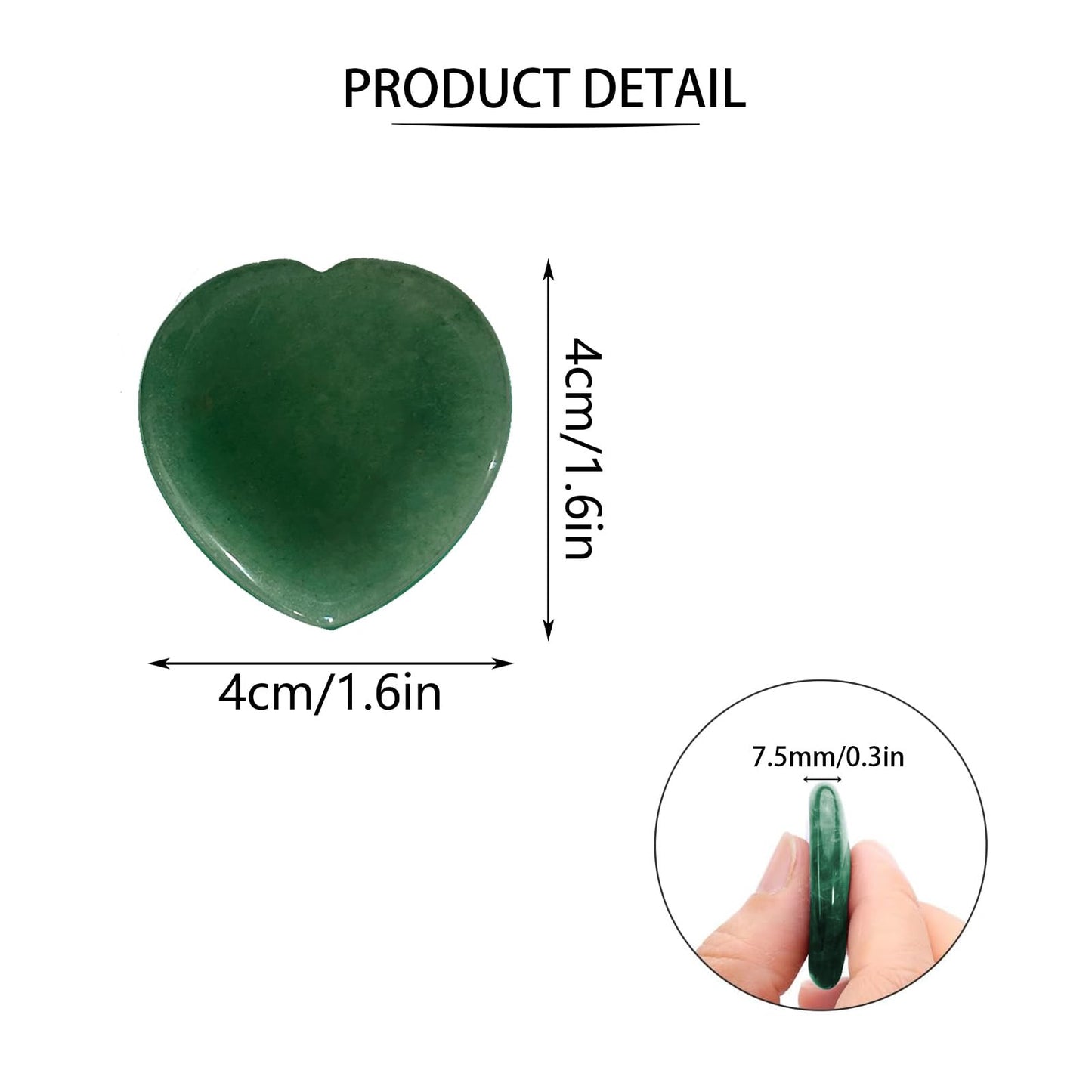 2 Pcs Thumb Worry Stone for Anxiety,Green Aventurine Crystals Healing Stones,Heart Shape Chakra Worry Stone,Anxiety Stress Relief Meditation Crystal