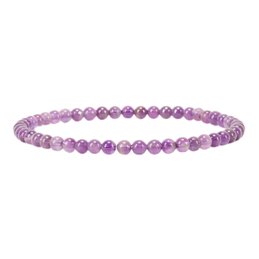 Cherry Tree Collection - Small, Medium, Large Sizes - Gemstone Beaded Bracelets For Women and Men - 4mm Round Beads (Amethyst, Small)