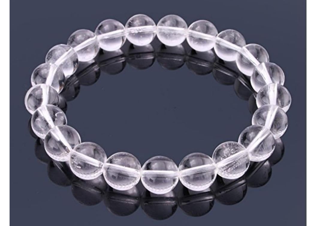 Adabele Real Natural Grade A Clear Crystal White Quartz Bracelet 8 inch Stretch Gemstone Beaded Bracelet Chakra Healing Crystal Stone Jewelry Energy Quartz Rock GB8-C15