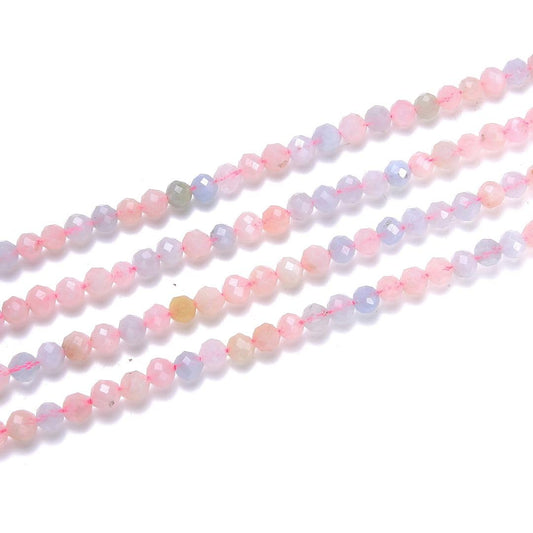 Adabele 30 Inch Natural Morganitge Beryl Healing Gemstone 3mm (0.12 Inch) Tiny Small Faceted Round Loose Beads Stone Spacer (280-300pcs Total) for Craft Jewelry Making GK3-10