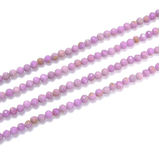 Adabele 15 Inch Natural Purple Phosphosiderite Healing Gemstone 3mm (0.12 Inch) Tiny Small Faceted Round Loose Beads Stone Spacer (135-145pcs) for Craft Jewelry Making GK3-25