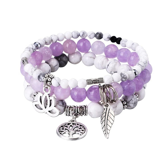 UEUC Tree of Life Yoga Healing Stone Bracelets,Multilayer Lotus Chakra Stone Reiki Bracelet Sets,Anxiety Crystal Natural Stone,for Women Stress Relief(#169)