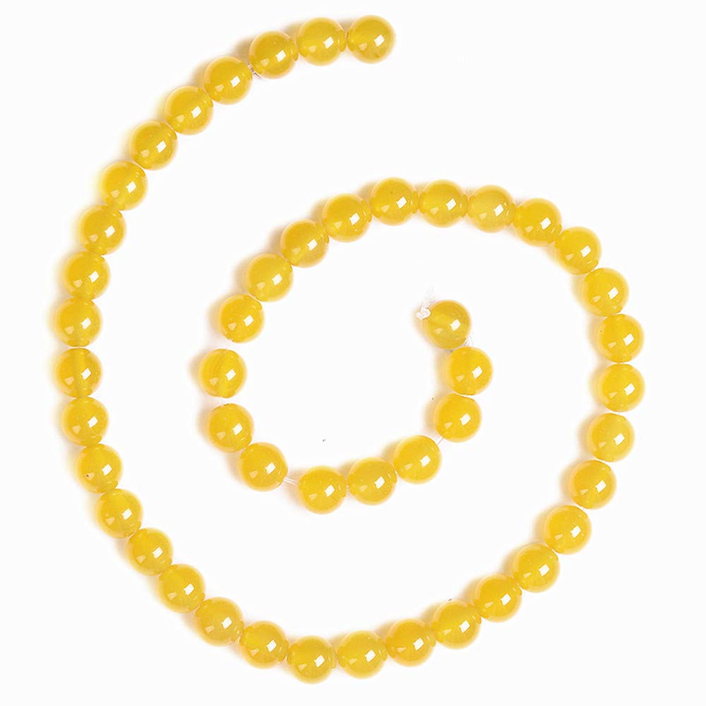 PLTbeads Natural Gemstone Loose Beads Smooth Round Approxi 15 inch DIY Bracelet Necklace for Jewelry Making (8mm, Yellow Agate)