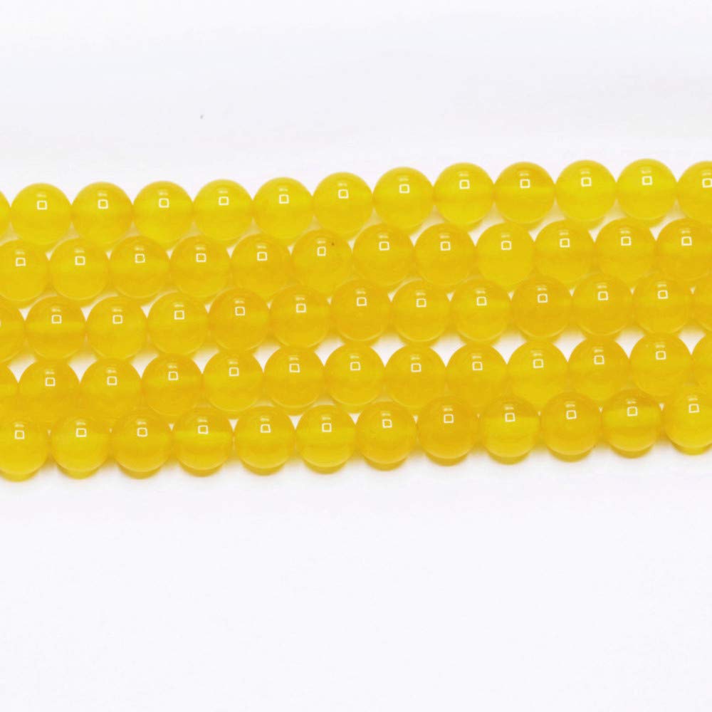 PLTbeads Natural Gemstone Loose Beads Smooth Round Approxi 15 inch DIY Bracelet Necklace for Jewelry Making (8mm, Yellow Agate)