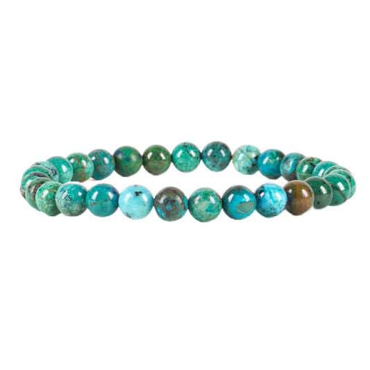 Cherry Tree Collection - Small, Medium, Large Sizes - Gemstone Beaded Bracelets For Women and Men - 6mm Round Beads (Chrysocolla - Medium)