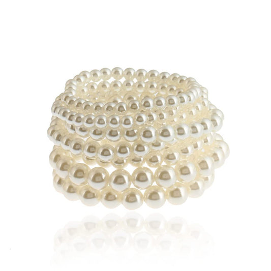 COLORFUL BLING Women Multilayer Temperament Imitated Pearl Stackable Strand Bracelets Beaded Seed Heart Rhinestone Crystal Stretch Bracelet Wedding Wrist Jewelry-wing