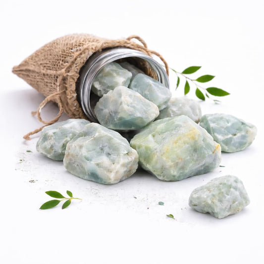 Crocon 1LB Aquamarine Rough Bulk Natural Stone Raw Stone Tumbling Cabbing Polishing Mining Chakra Balancing Reiki and Crystal Healing Good Luck Home Office Decor