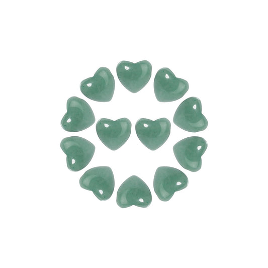 Yochus 5pcs Green Turquoise Natural Heart Stone Beads，12mm Healing Energy Gemstone for Jewelry Making Earring Necklace DIY