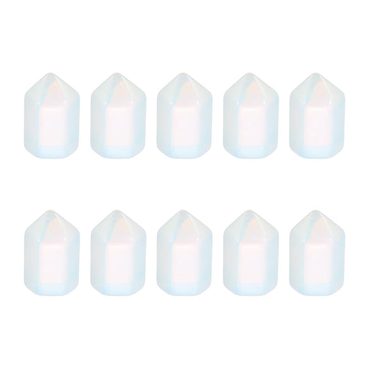 MECCANIXITY Crystals Wands Moonstone Hexagonal Faceted Single Points Towers Pocket Polished Stone Bulk for Energy Chakra Meditation Crystal Healing, 15 x 25mm (Milk White),5Pcs