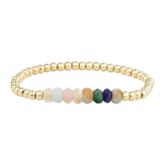 KELITCH Women Silver Stretch Bracelets Turquoise Beaded Bracelet Agate Crystal Cuff Bracelets