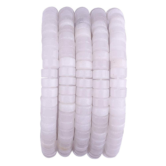 BEADIA Natural White Agate Spacer Beads Caps Loose Semi Gemstone for Beading Jewelry Making 6mmx3mm 38cm