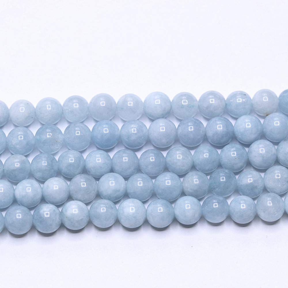PLTbeads Natural Gemstone Loose Beads Smooth Round Approxi 15 inch DIY Bracelet Necklace for Jewelry Making (8mm, Light Blue Dyed Jade)