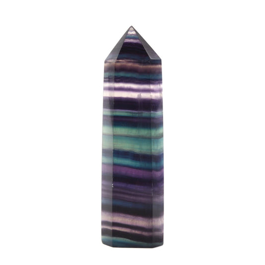 Large Rainbow Fluorite Crystal Tower Healing Crystal Wand For Spiritual Use Hexagonal Point Reiki Chakra Gemstone Home Office Decor