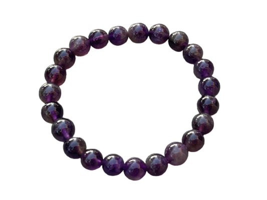 GAF TREASURES Amethyst Crystal Bead Bracelet 8mm, Genuine Purple Amethyst Stretch Gemstone Bracelet, Healing Crystal Bracelet, Gift for Men & Women (1)