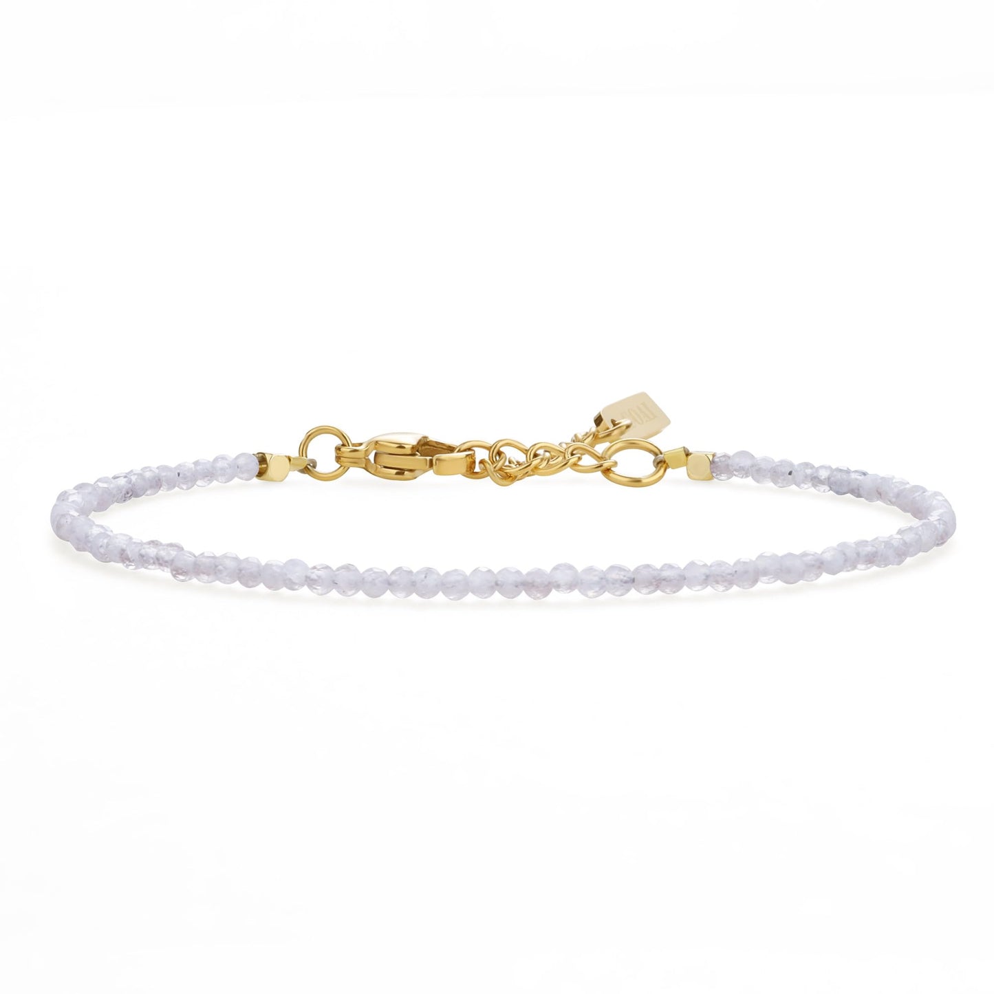 COAI Women's Crystal Bracelet Stone Beaded Moonstone Bracelet for Women 2mm