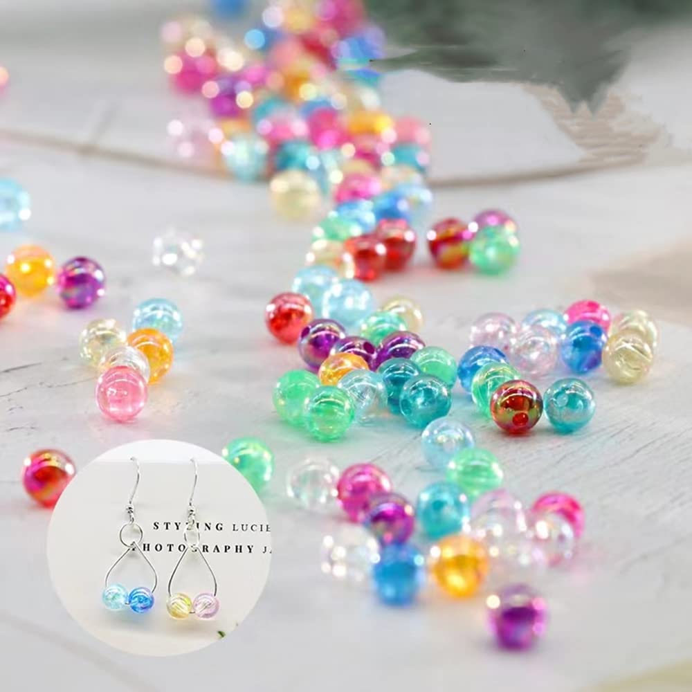 300 Pcs 8mm Acrylic Round Beads AB Colors Round Spacer Beads for Earring Bracelet Necklace Key Chains Jewelry DIY Craft Making(Dark Purple AB)