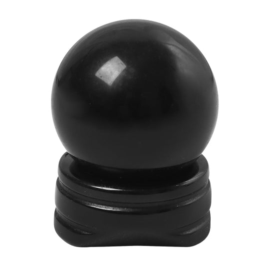 Casaper Natural Black Obsidian Ball with Stone Stand, Healing Crystal Sphere for Home Fengshui Yoga Meditation, Reiki Energy Balancing 1.18”(30mm)